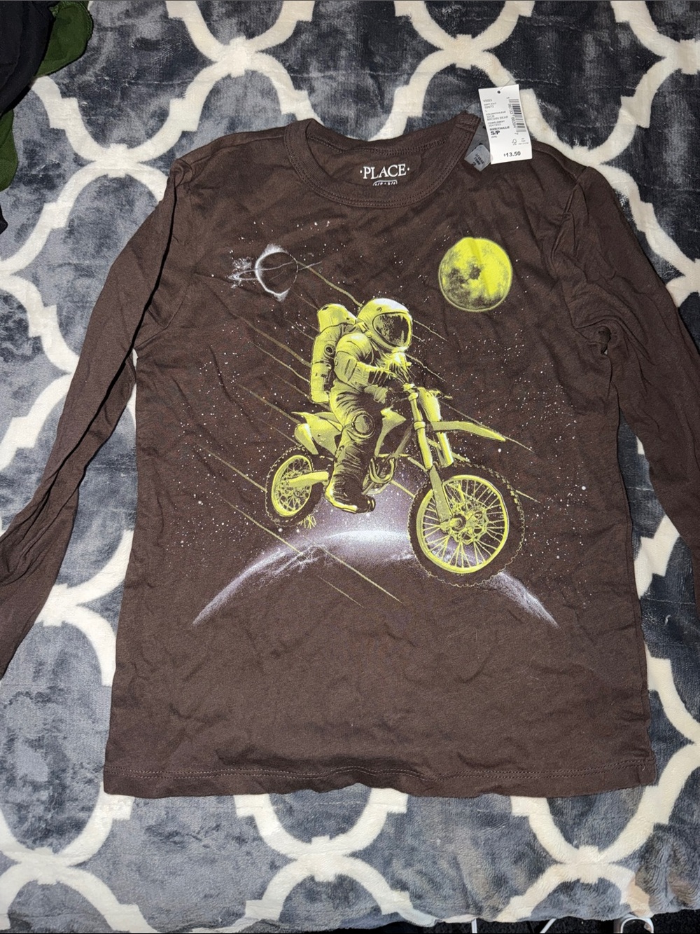 The Children's Place Brown Astronaut Moto Graphic Long Sleeve Tee